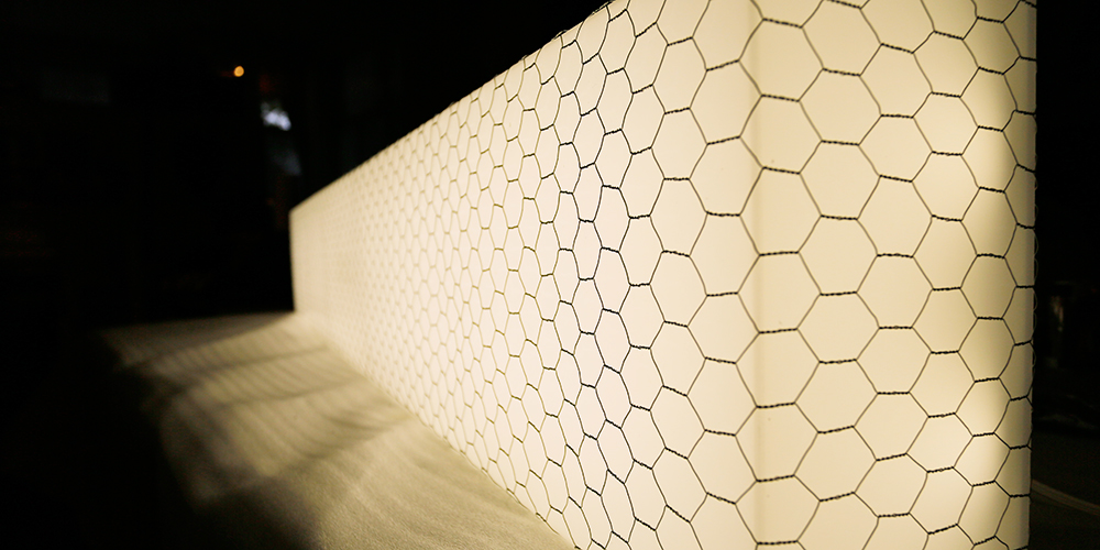 Additional light boxes were wrapped in chicken wire